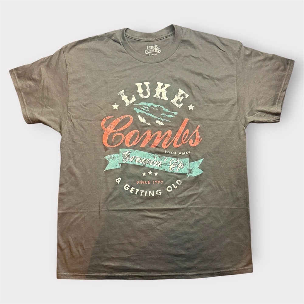 Luke Combs Growin Up and Getting Old Tour T-Shirt Gray Mens XL Country Music Tee